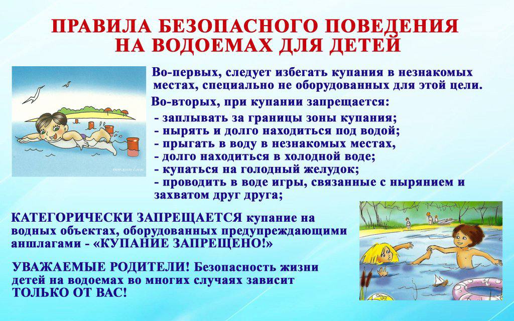 правила поведения детей на водоемах